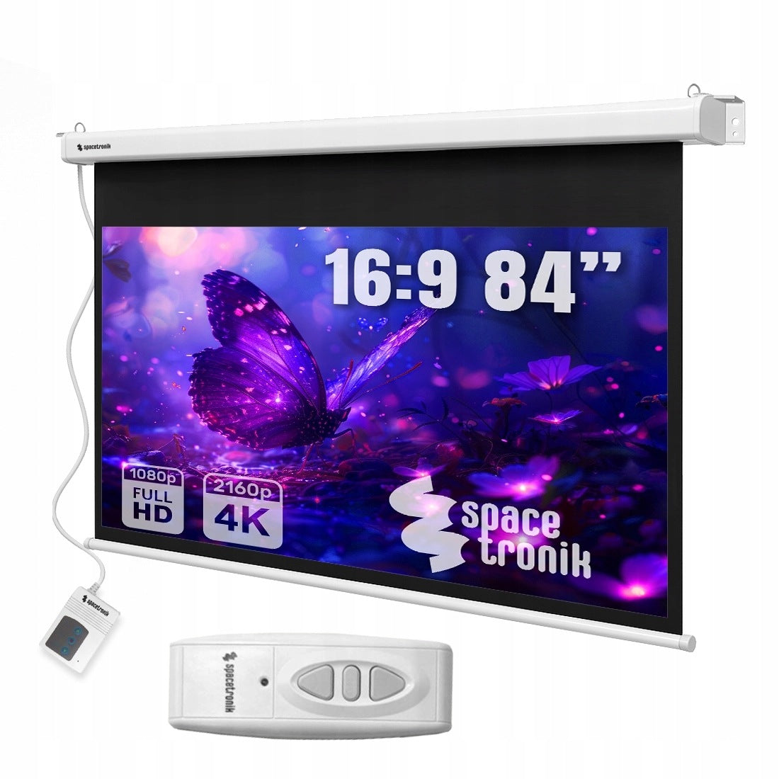 Wall Mounted Projection Screen ELECTRIC 84" 16:9 4K Full HD Automatic