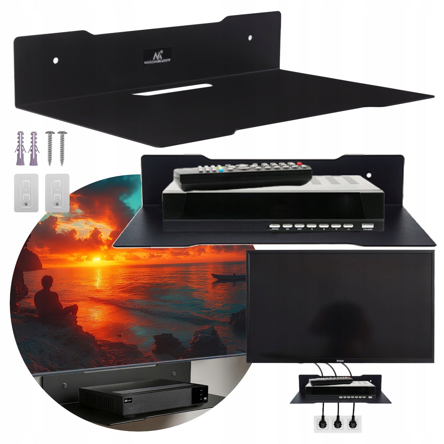 Wall TV Hanging Shelf for Decoder Tuner Console CD DVD RTV 5kg