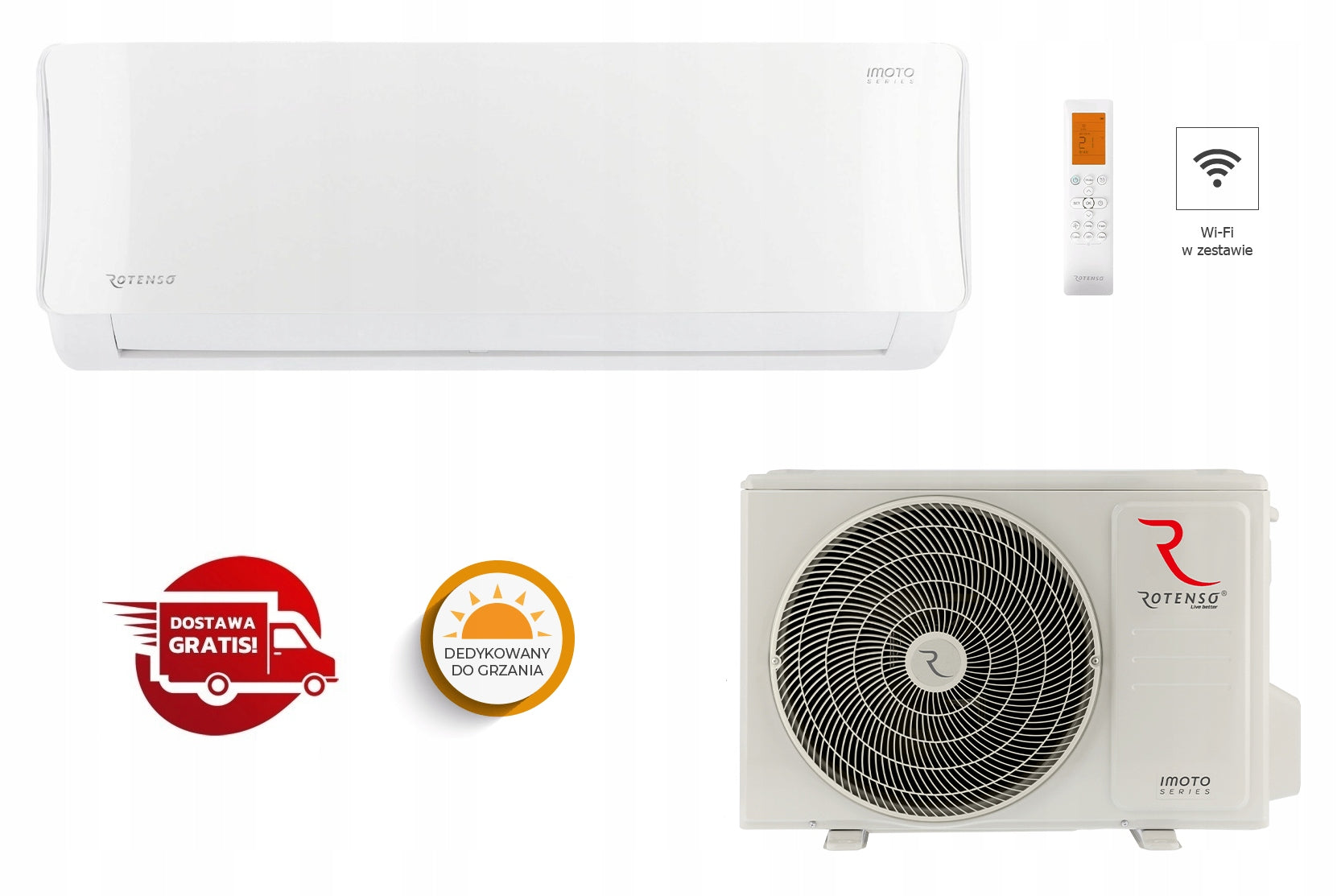 Wall air conditioner 2,6 kW Rotenso IMOTO with WiFi +winter package, class A+++