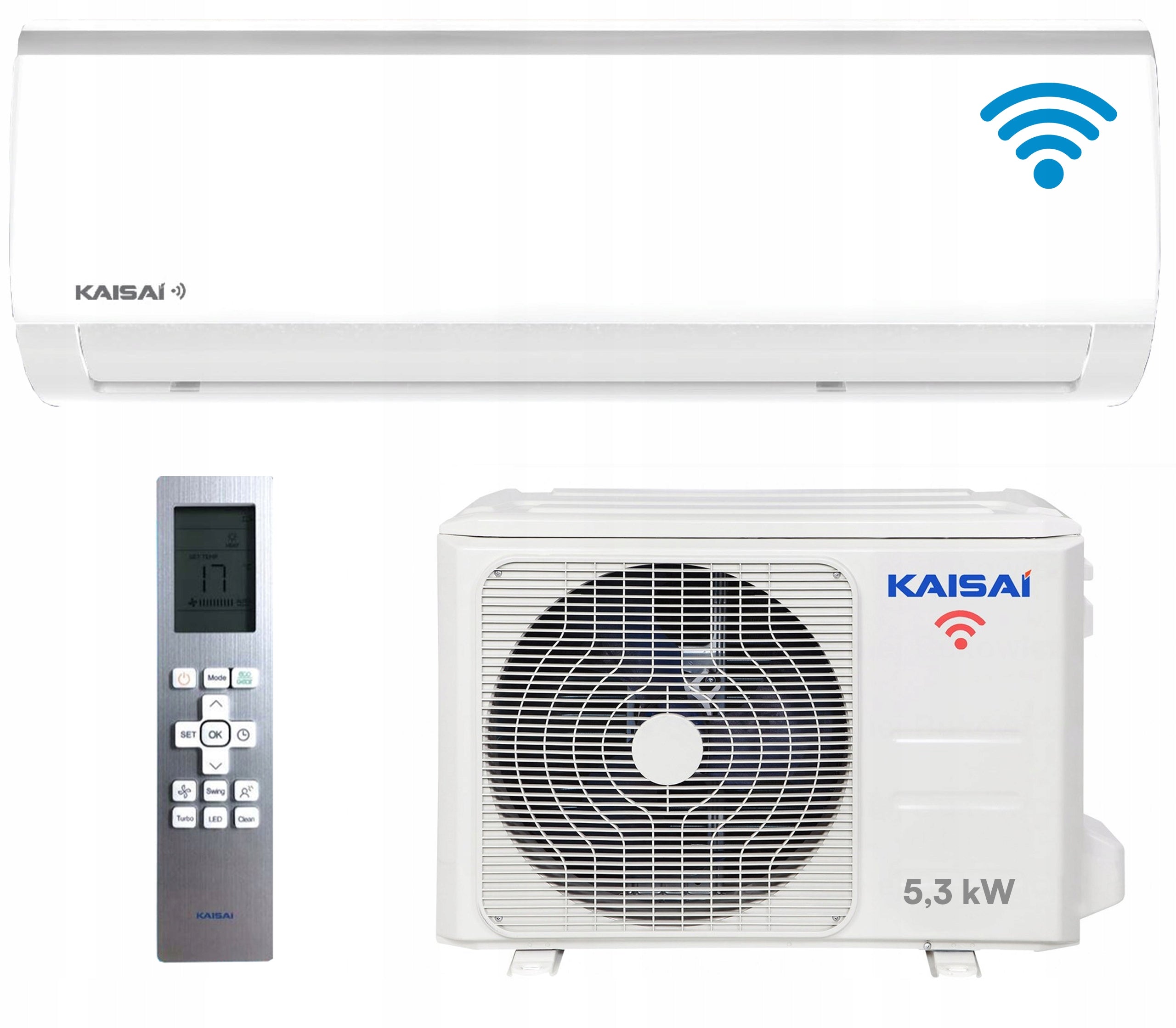 Wall air conditioner KAISAI Fly 5,3kW WiFi HEPA Heating Efficient Model 2026