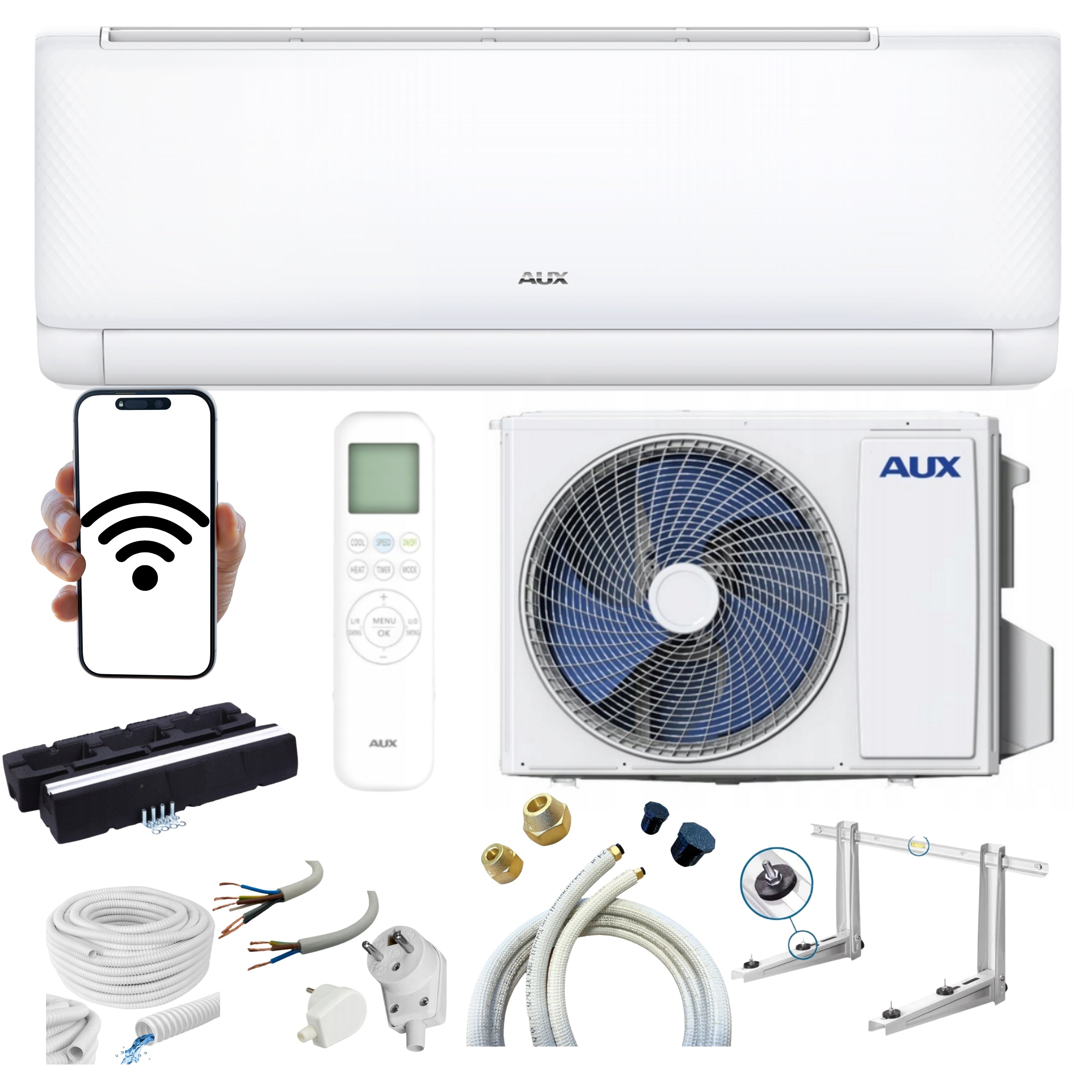 Wall air conditioning AUX Q-Smart ECO 3,5kW WIFI COMPLETE MOUNTING KIT