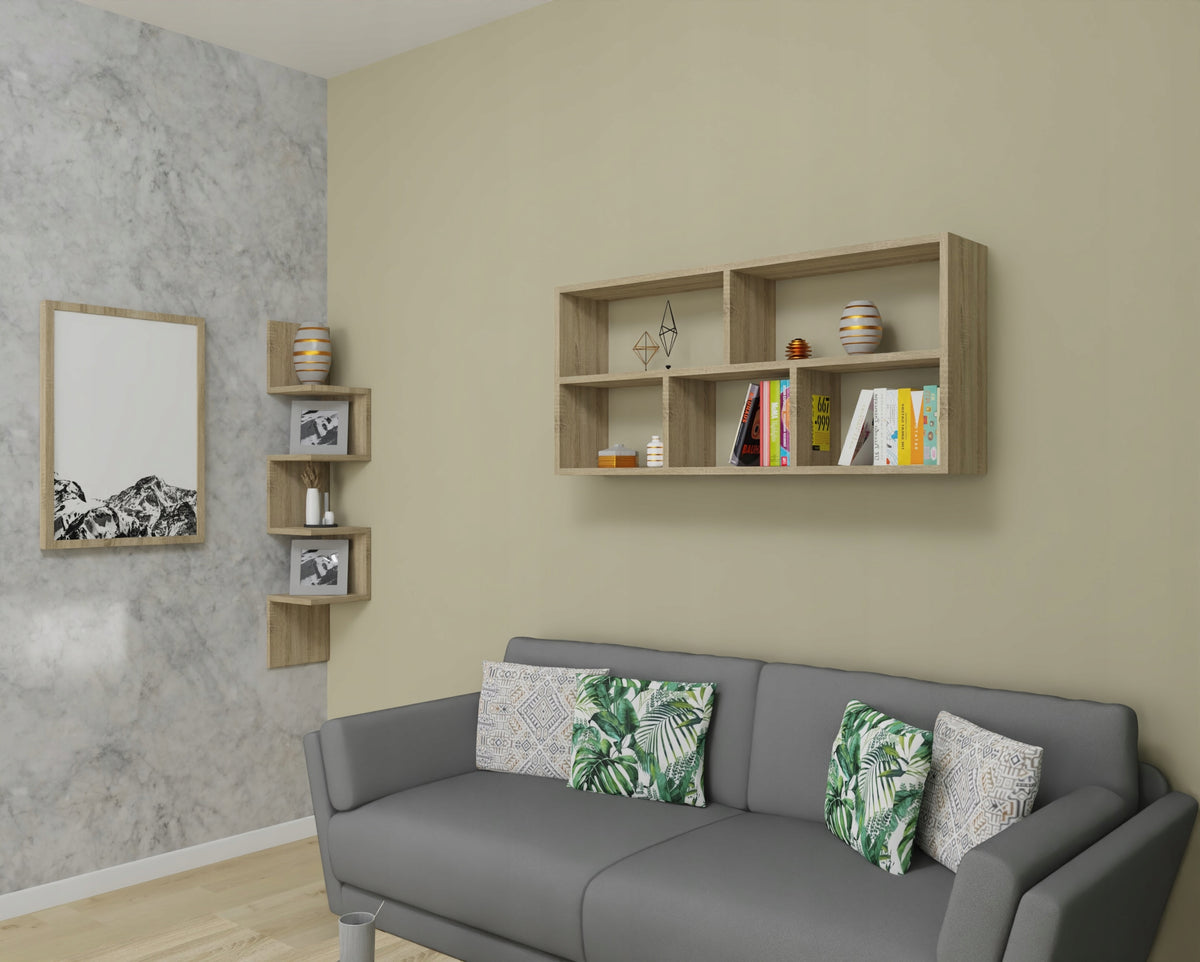 Wall hanging shelf, bookcase for the living room, 110 cm, sonoma oak junior Brand Marand