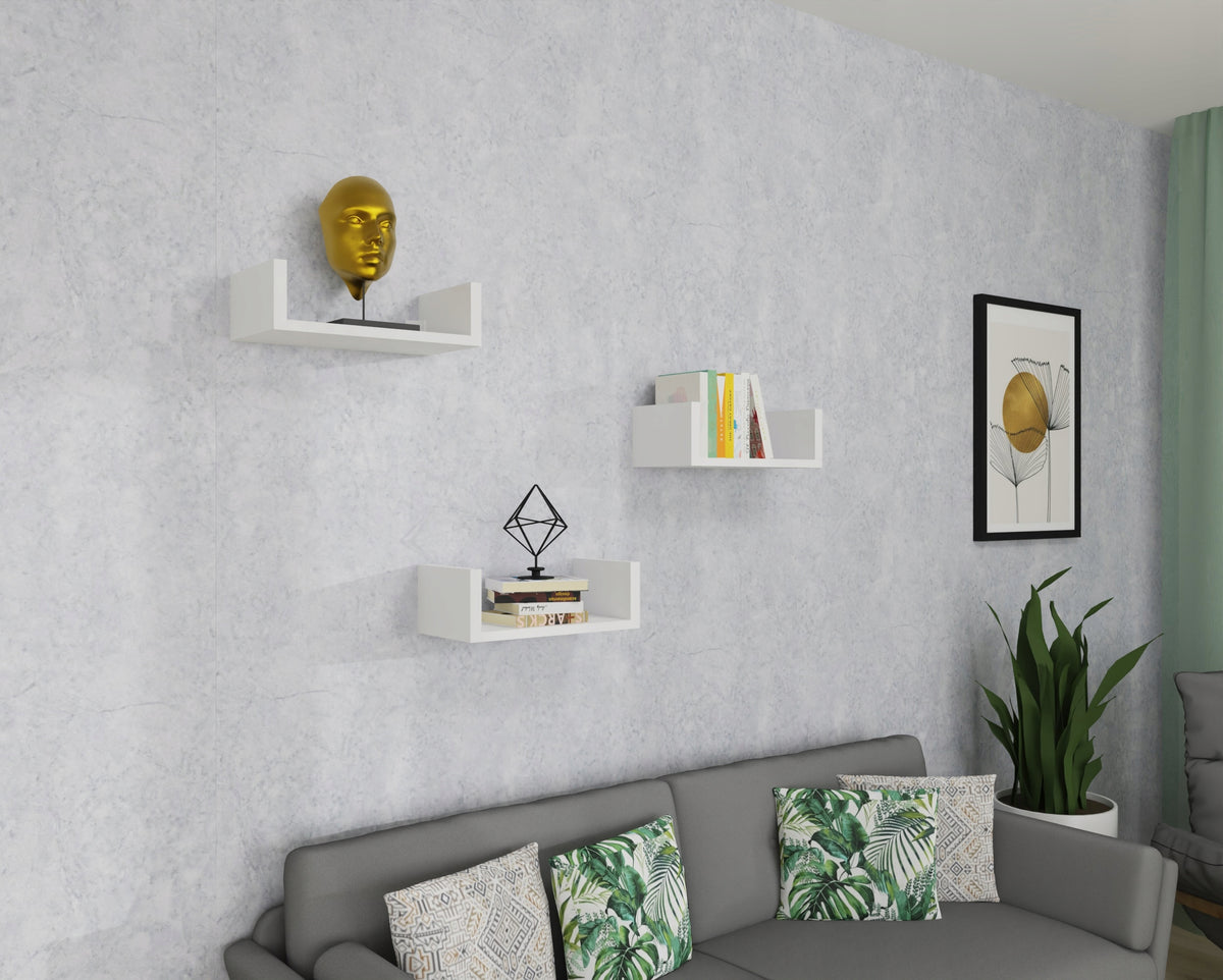 Wall hanging shelf for living room for books toys 1 x 40 cm white mat Packaging status original