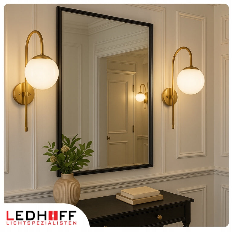 Wall lamp GOLD Wall lamp Milky lampshade for living room GLAMOUR Ball E27 metal Manufacturer code PL-G-1010-G