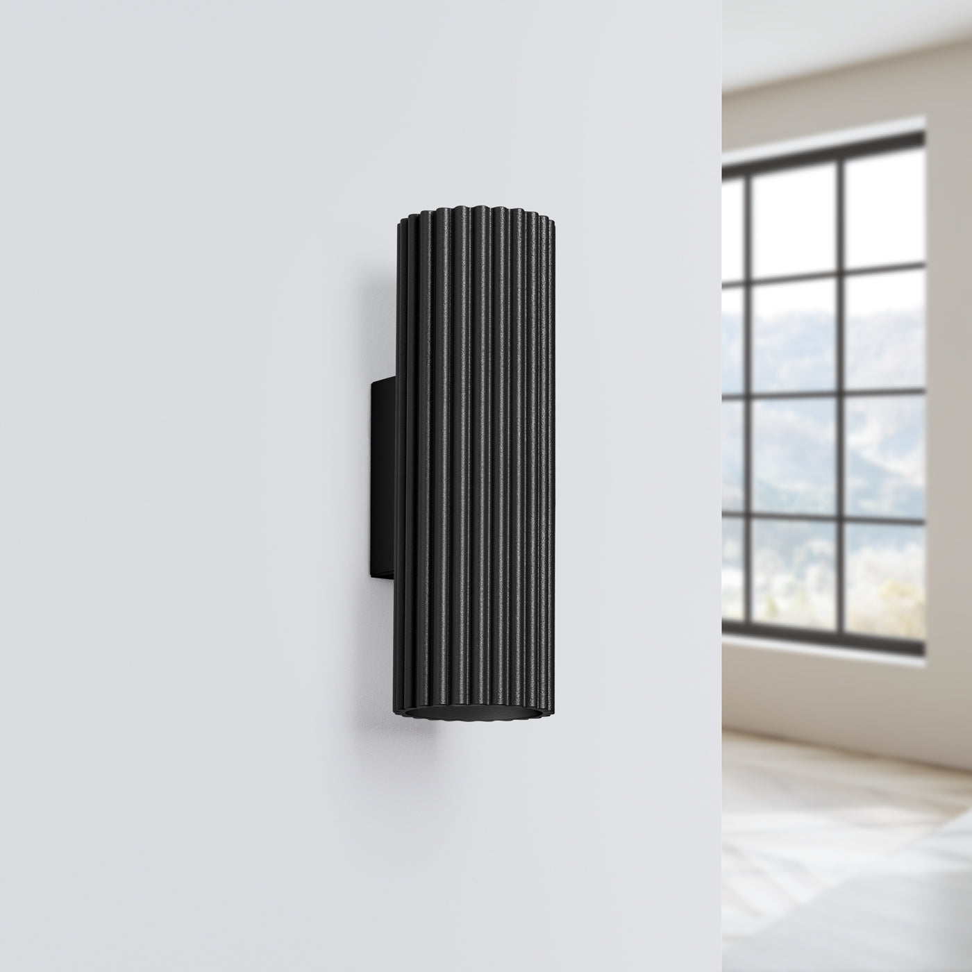 Wall lamp KARBON black fluted tube elegant up-down D20 2P Brand SOLLUX LIGHTING