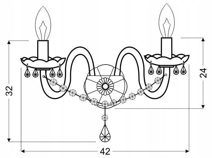 Wall lamp double gold with crystals Brand Candellux Lighting