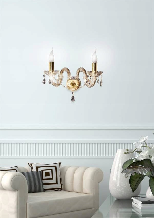 Wall lamp double gold with crystals Manufacturer code 22-94592