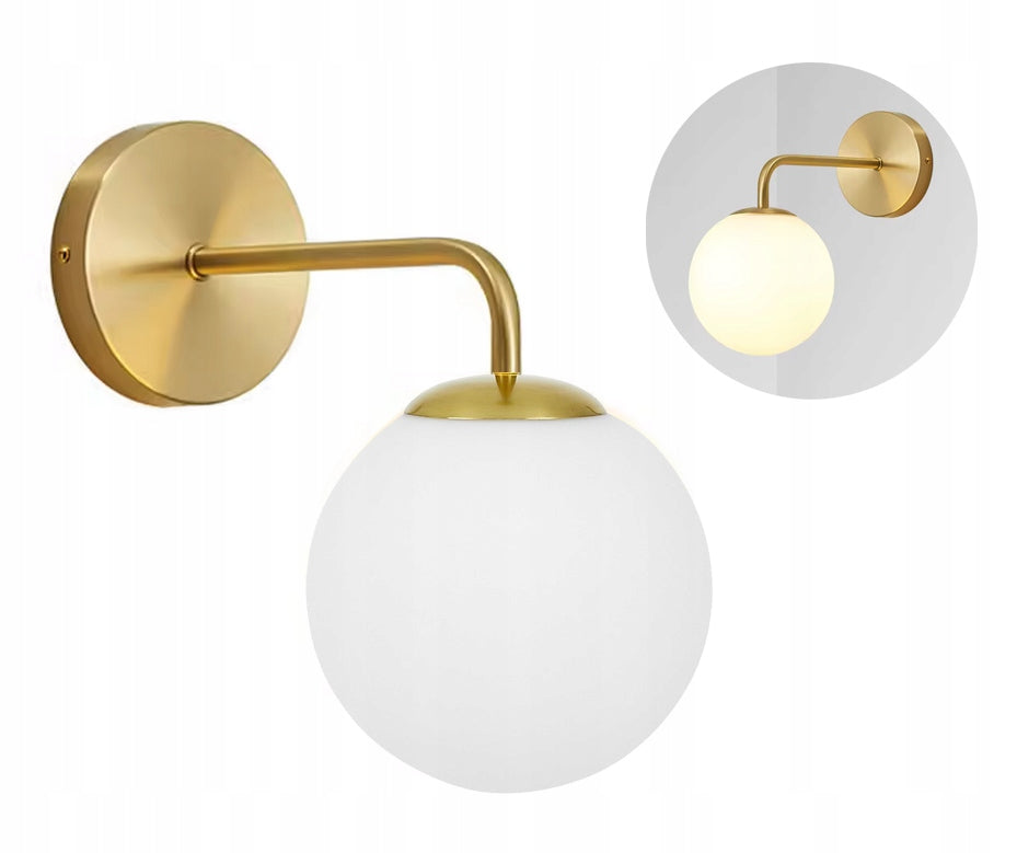Wall lamp fixed straight LOFT gold lampshade GLASS BALL for 1x E27
