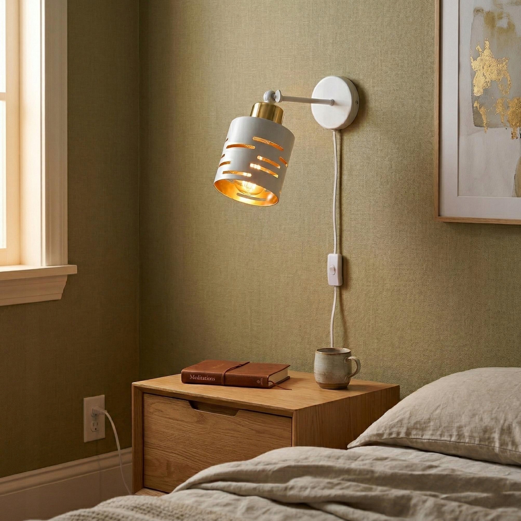 Wall lamp on arm E27 indoor wall lamp LED switch white Packaging status original