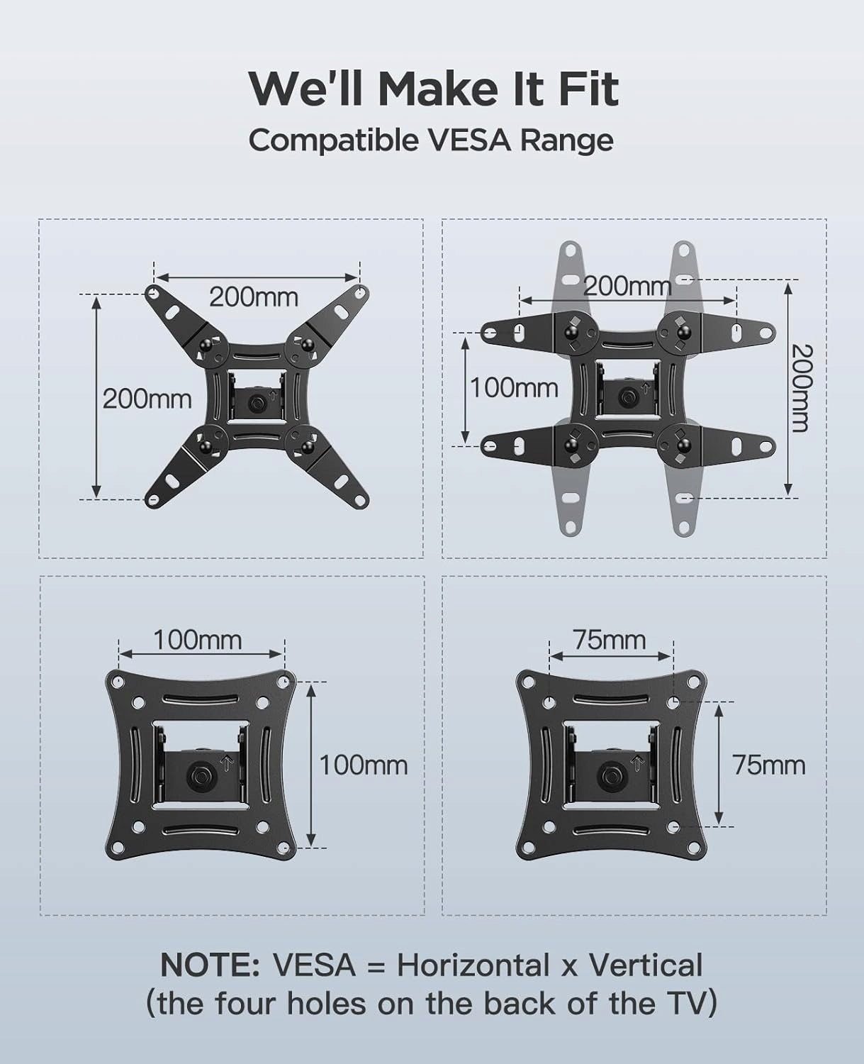Wall mount PERLESMITH for monitor 13-42 " weight max 20 kg veda up to 200 Packaging status original