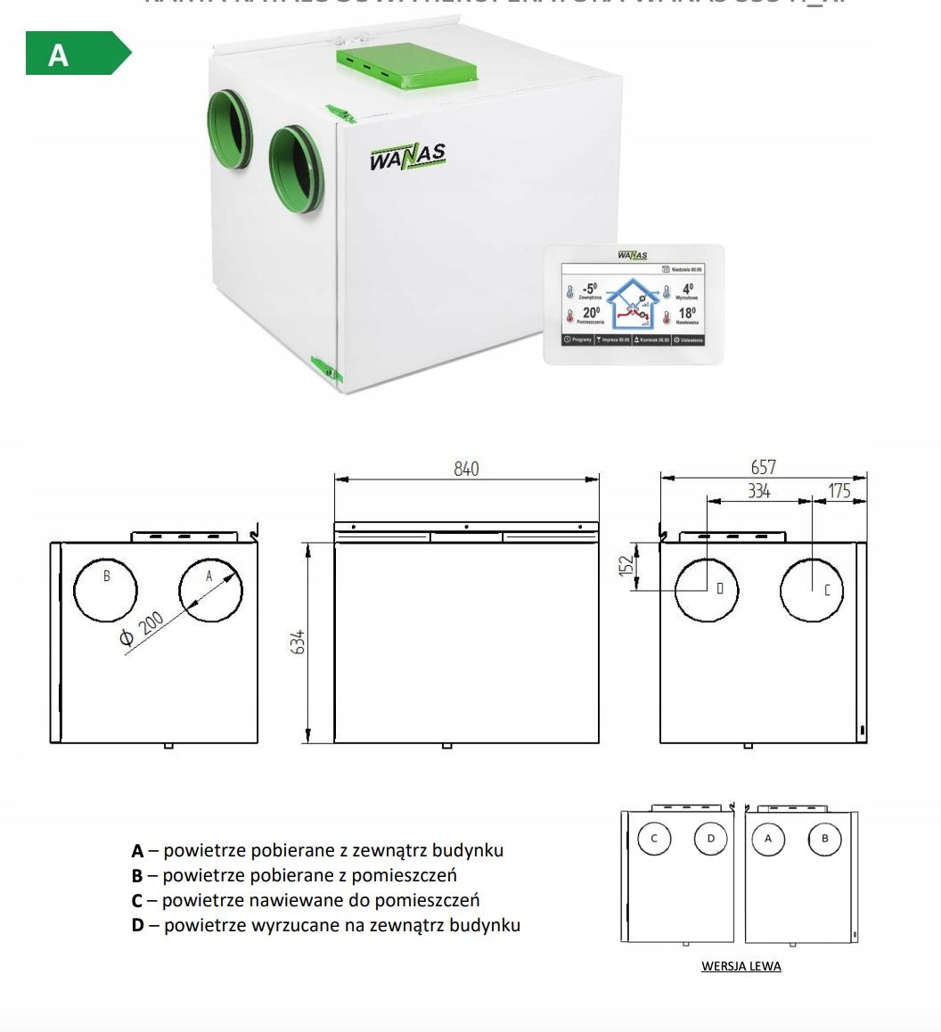 Wanas 600 H_XF_E Enthalpic recuperator with assembly included in the price Packaging status original