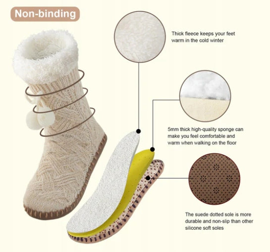 Warm sheepskin socks, anti-slip, universal unisex pompom Manufacturer code 4799910205331482406