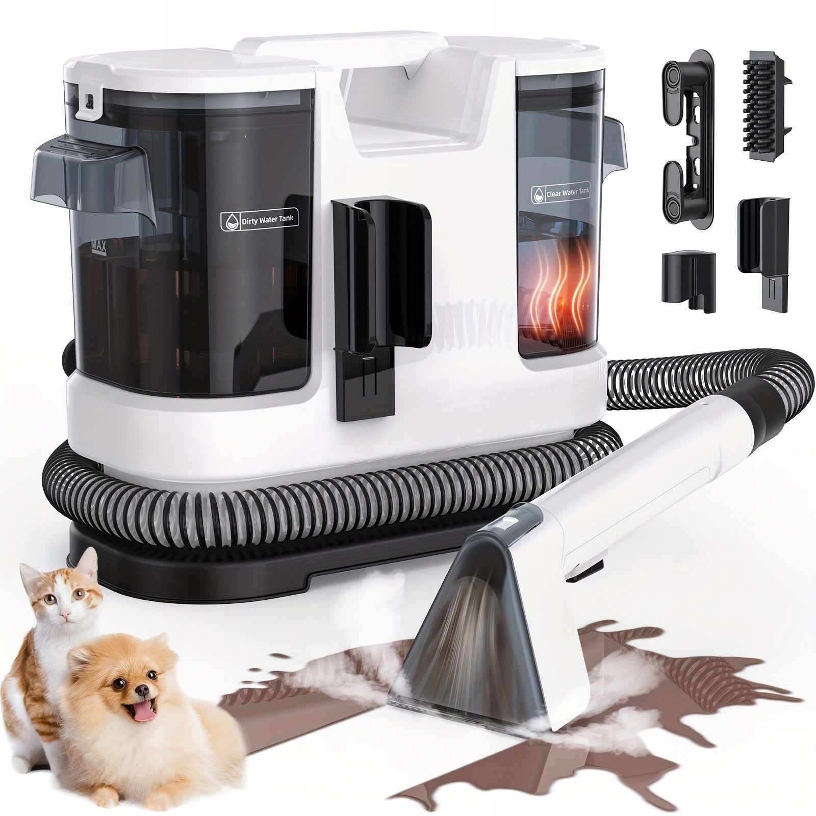Washing Vacuum Cleaner 450W Dirt Removal Brush 12000 Pa Two Container