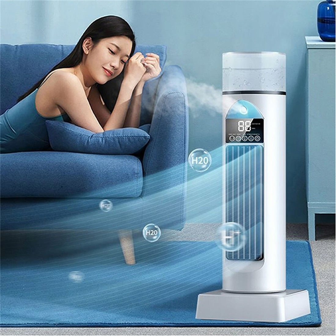 Water Air Conditioner Portable Quiet Fan + Ionization Humidifier Packaging status original