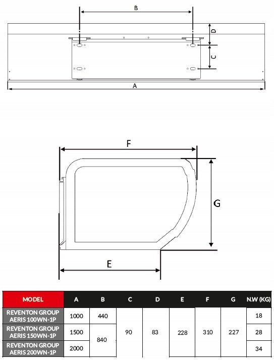 Water Curtain Reventon AERIS 150WN Power 200 W