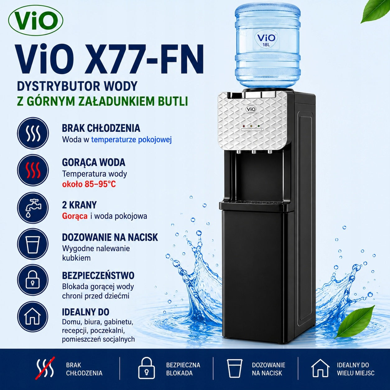Water Distributor ViO X77-FN Black For Cylinders Upper Load Without Cooling Manufacturer code ViO-X77-FN-WHT