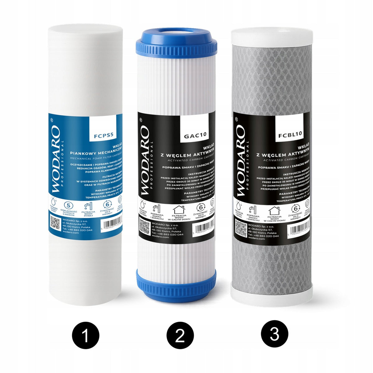 Water Filter In-line 3/4'' FLOW TRIPLE + Cartridges SET FOR HOME Packaging status original