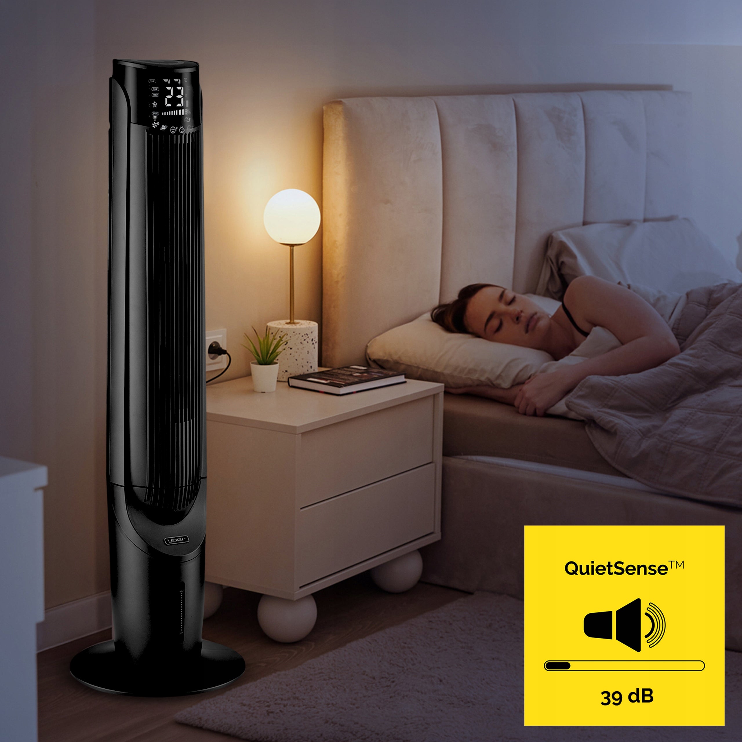 Water Heater Portable Column Fan Quiet 39dB Yoer 6in1 ION AROMA Model Cascado Klimatyzer wodny Wentylator kolumnowy