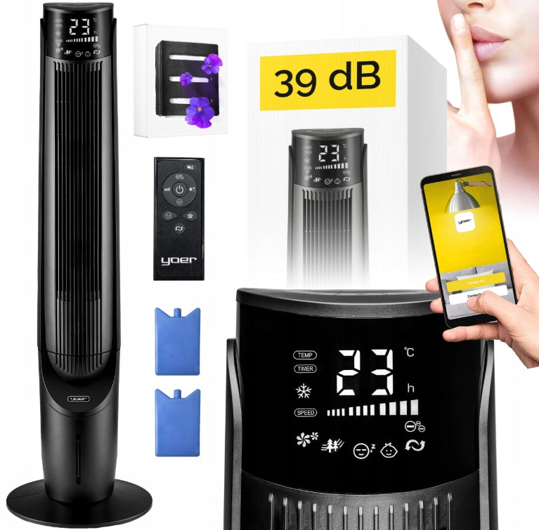 Water air conditioner Yoer Cascado 6in1 column fan 39dB WiFi ionization