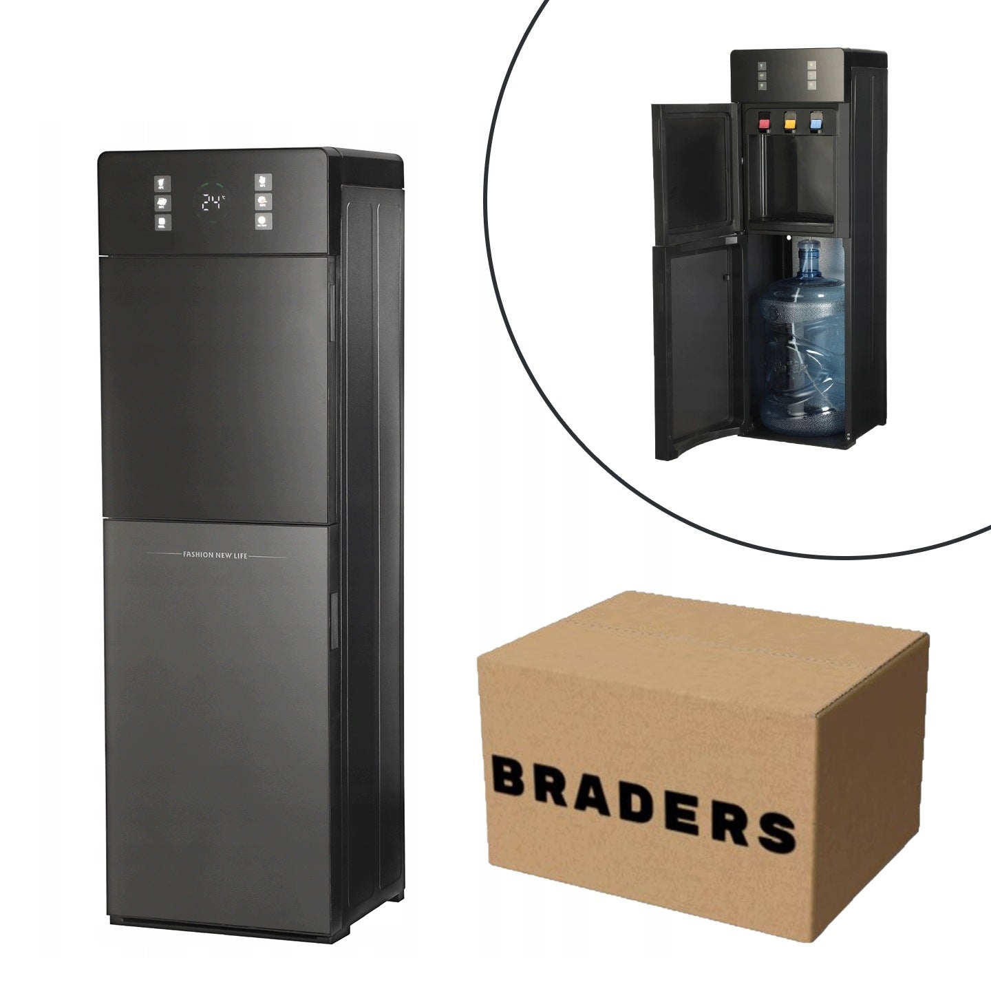 Water dispenser with lower loading – 6 temperatures, touch screen BRADER
