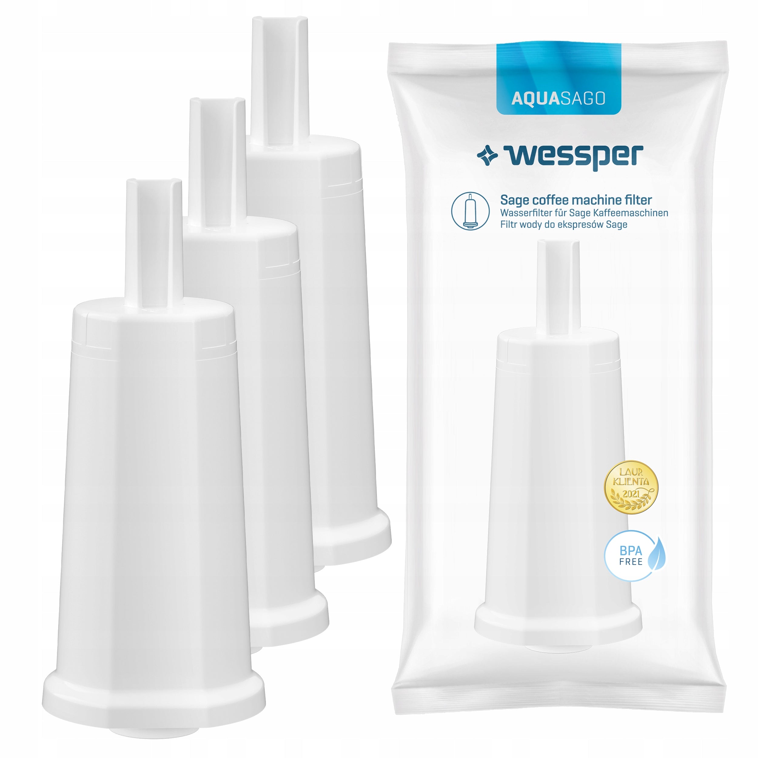 Water filter Wessper for Sage machine replacement SES008 BES008 - 3 pcs