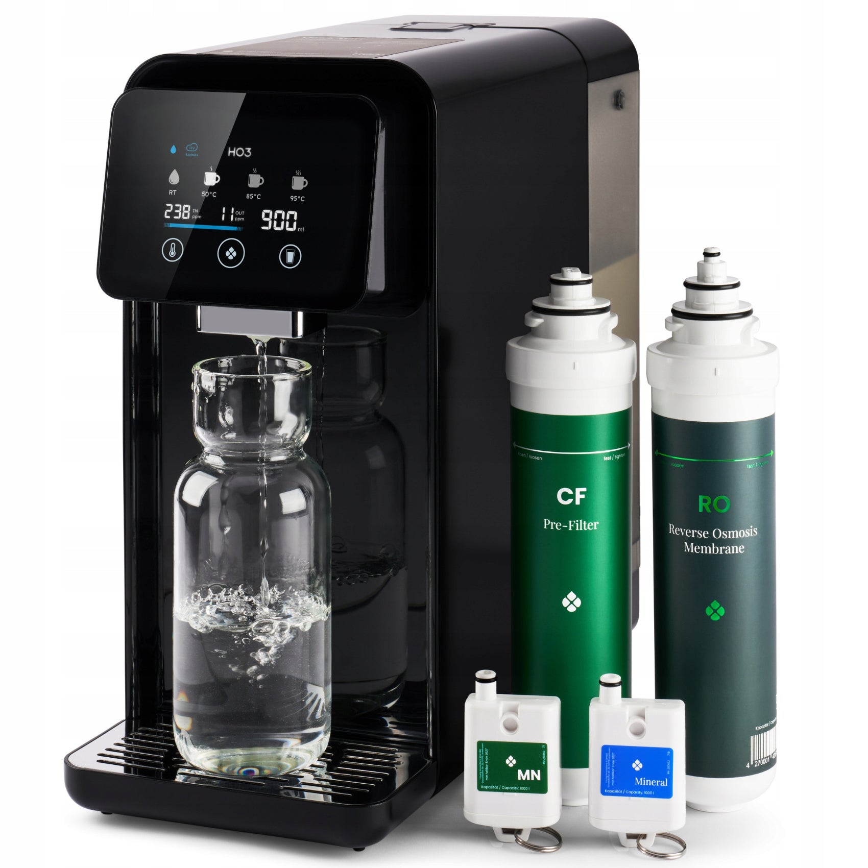 Water filter black HO3| reverse osmosis RO countertop with mineralization +UV