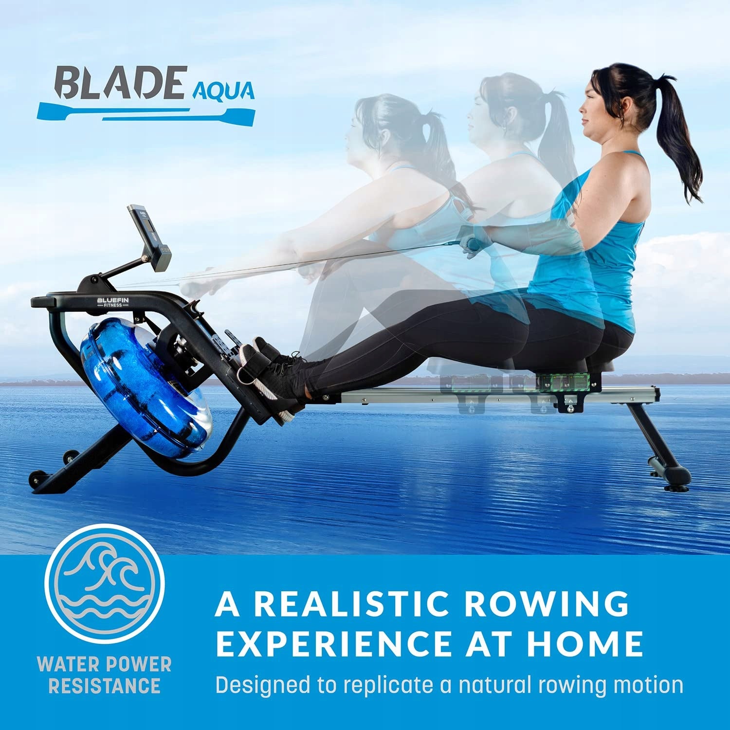 Water rowing machine Fitness Blade Aqua M-1 training water resistance Kinomap Brand Bluefin