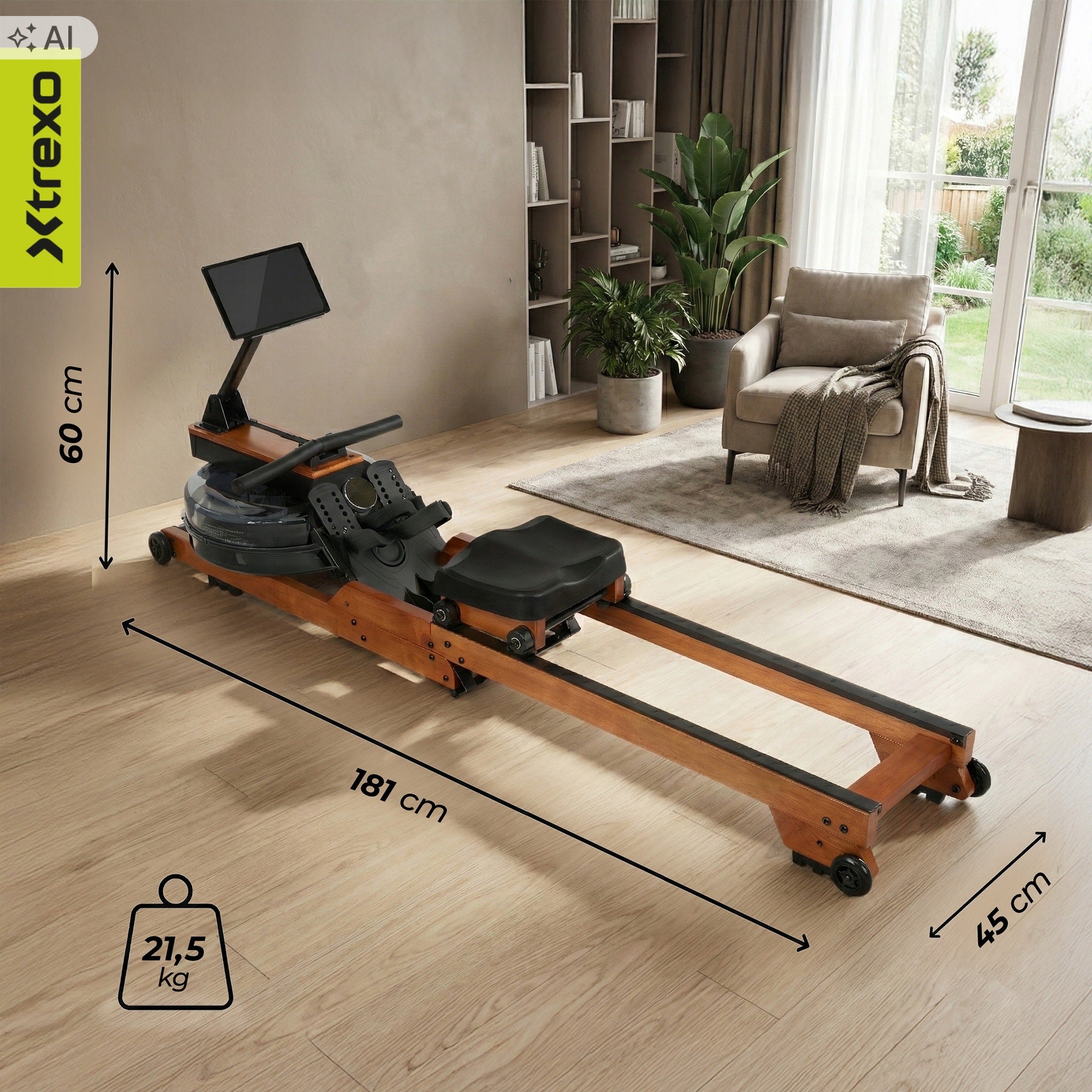 Water rowing machine Xtrexo RM300 FOR FITNESS STRENGTH EXERCISES FOR HOME GYM Brand Xtrexo