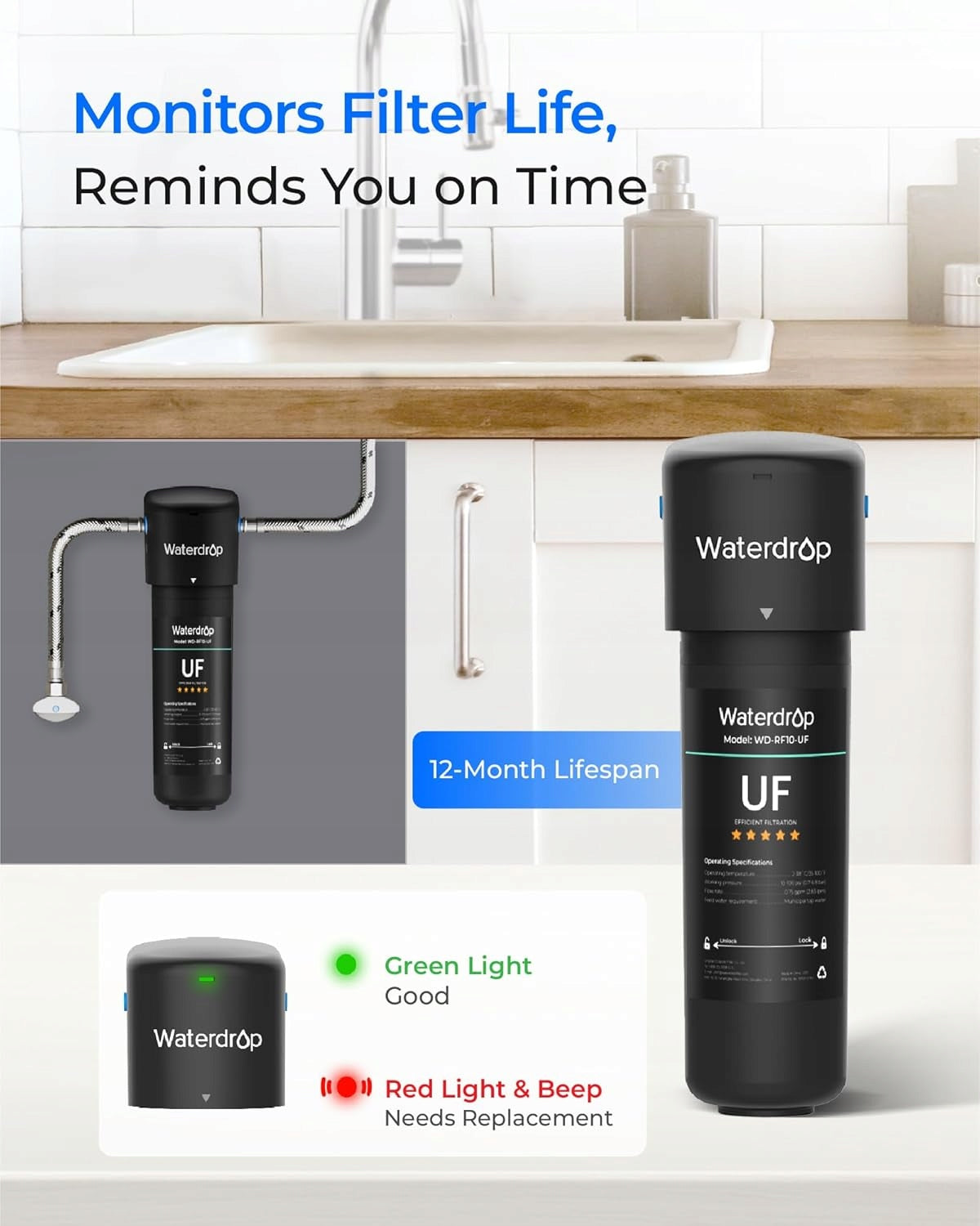 Waterdrop 10UA-UF 0.01 Ultra Filtration Under Sink Water Filter Product weight with unit packaging 0.6 kg