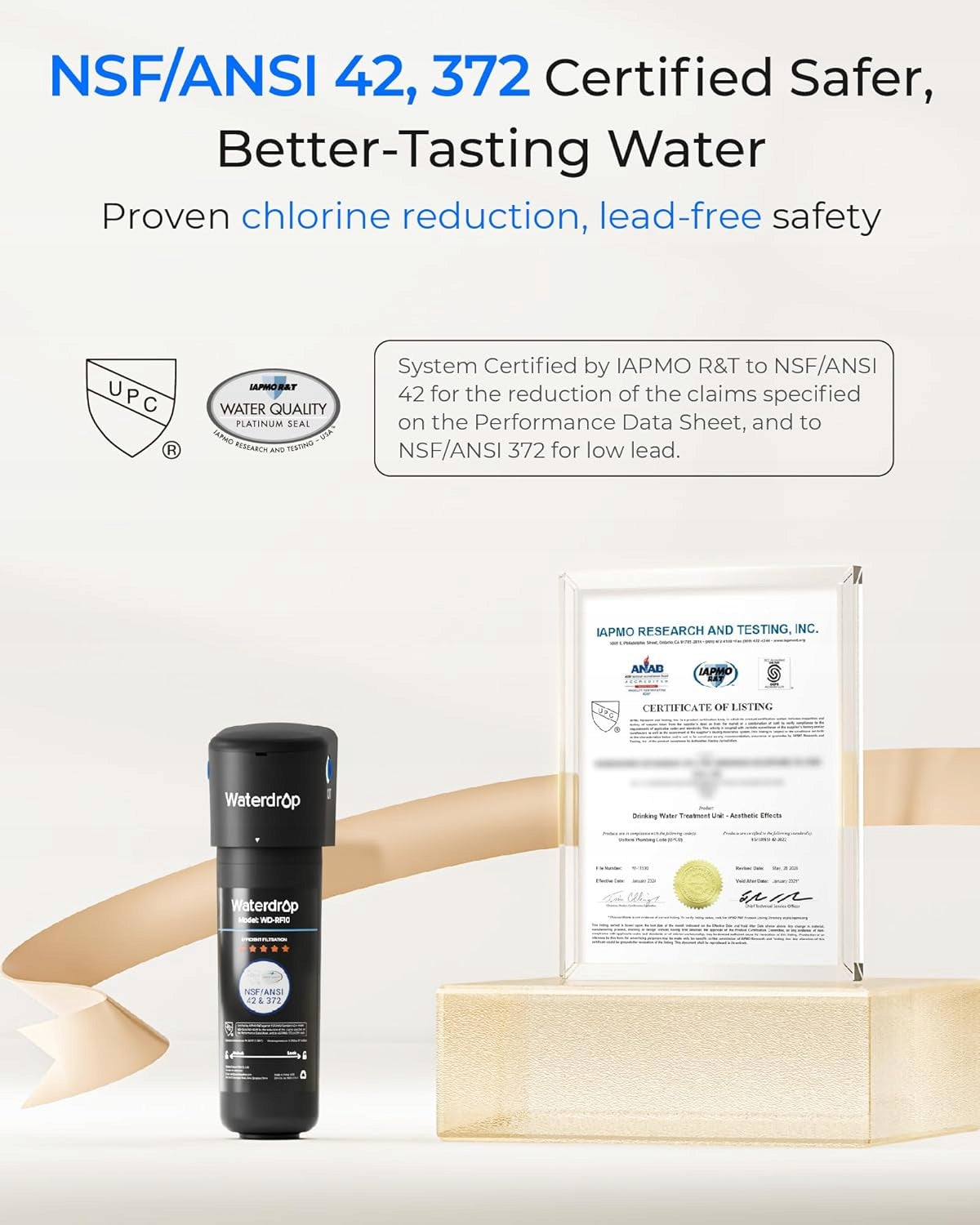 Waterdrop 10UA Under Sink Water Filter, 30000L NSF/ANSI 42 Certified Brand Waterdrop