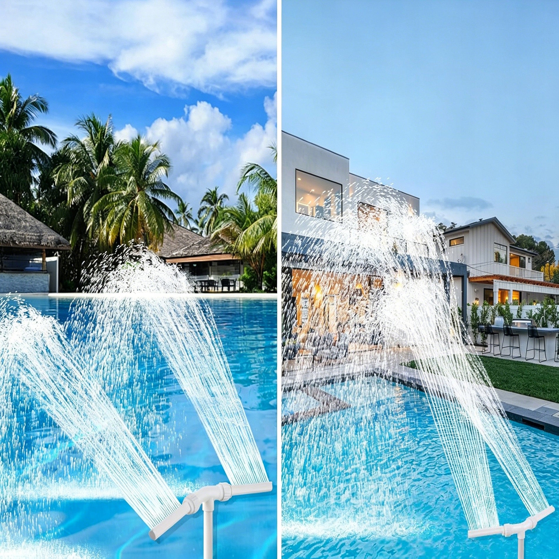 Waterfall Pool Fountain Set of 2 Heads With Aerator Product height 40 cm