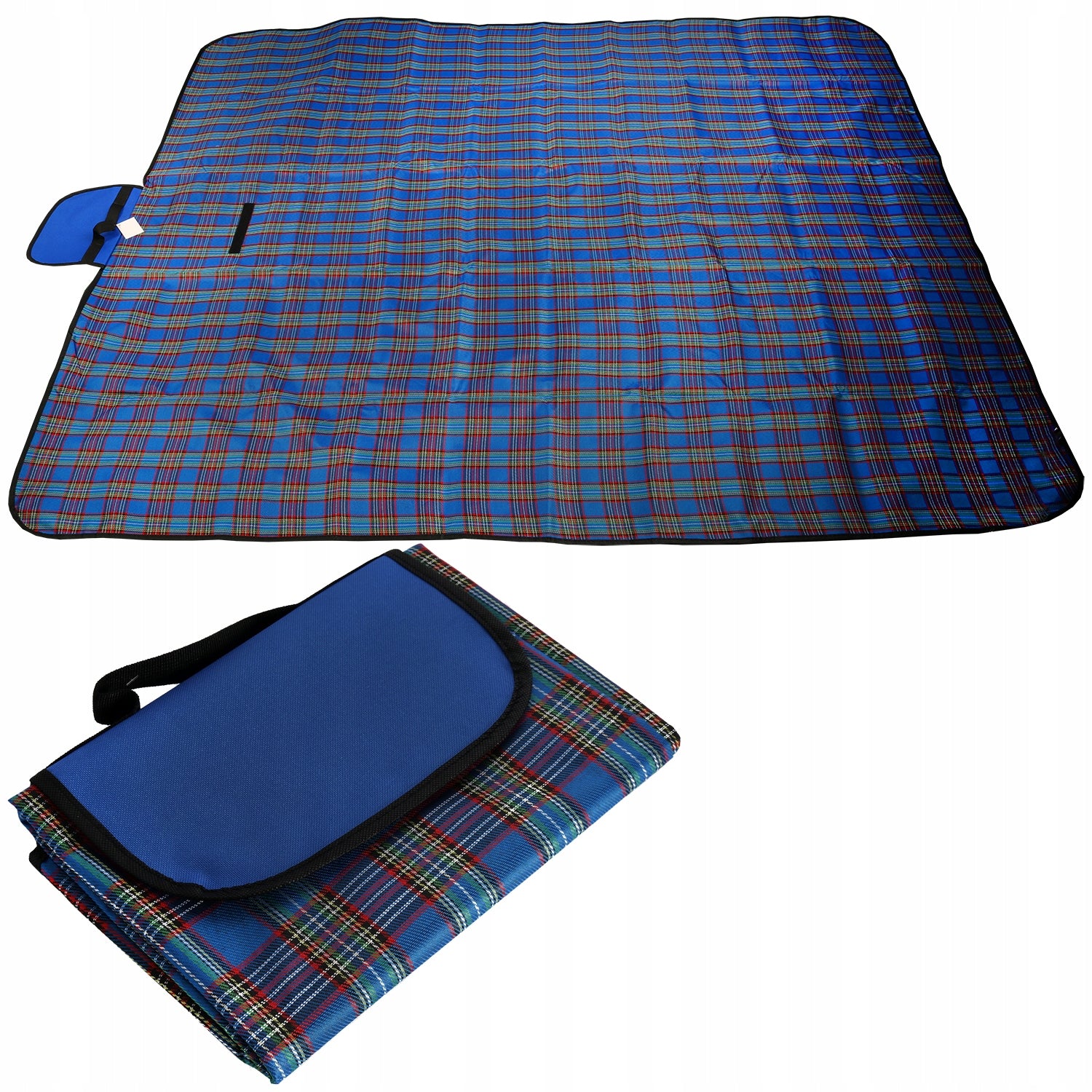Waterproof Beach Picnic Mat with Handle 145x200cm Blue FOR BEACH