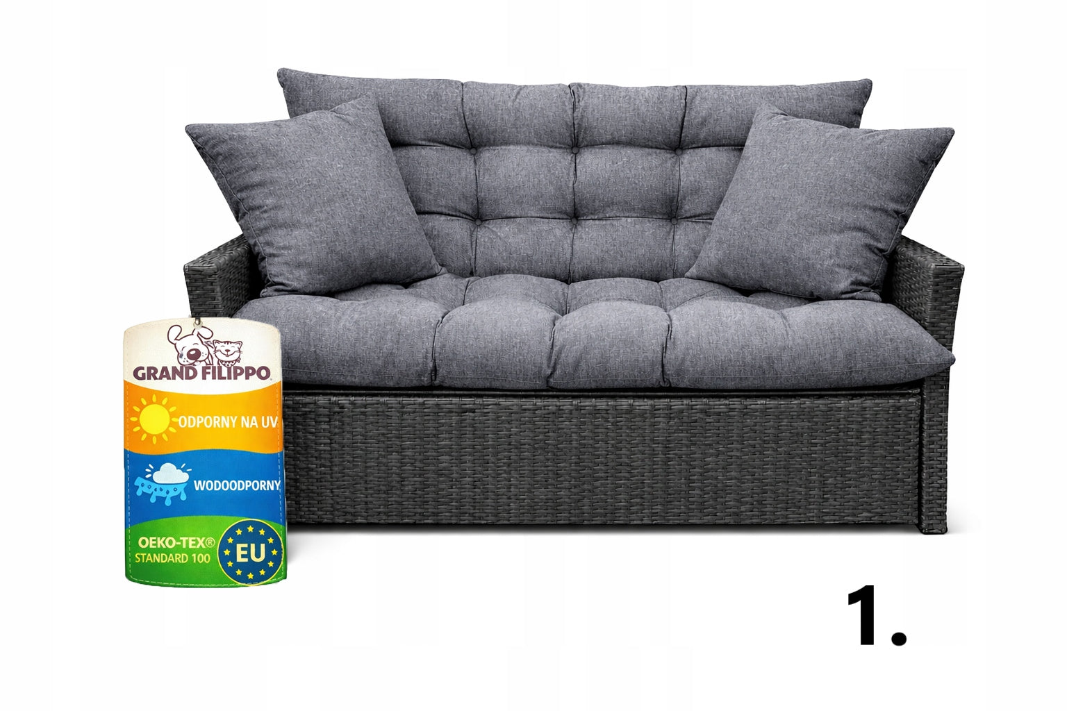 Waterproof Garden Cushion 160x50x60 for Swing, Bench, Rattan Grey Manufacturer code 609260998