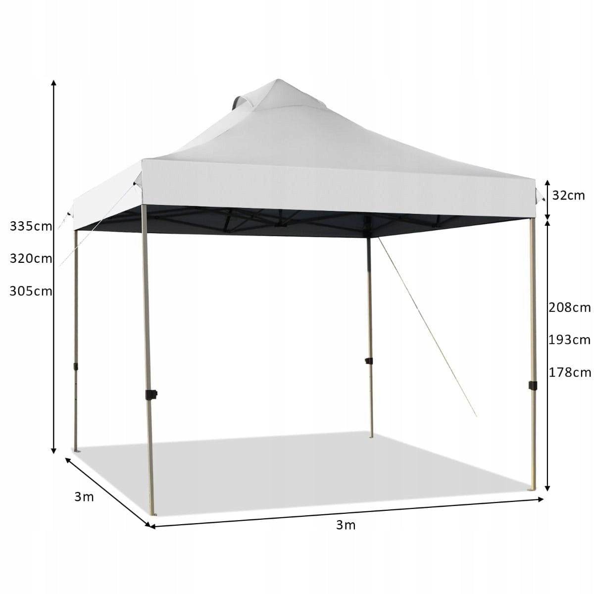 Waterproof Garden Tent Garden Pavilion 3 x 3 m White Manufacturer Costway