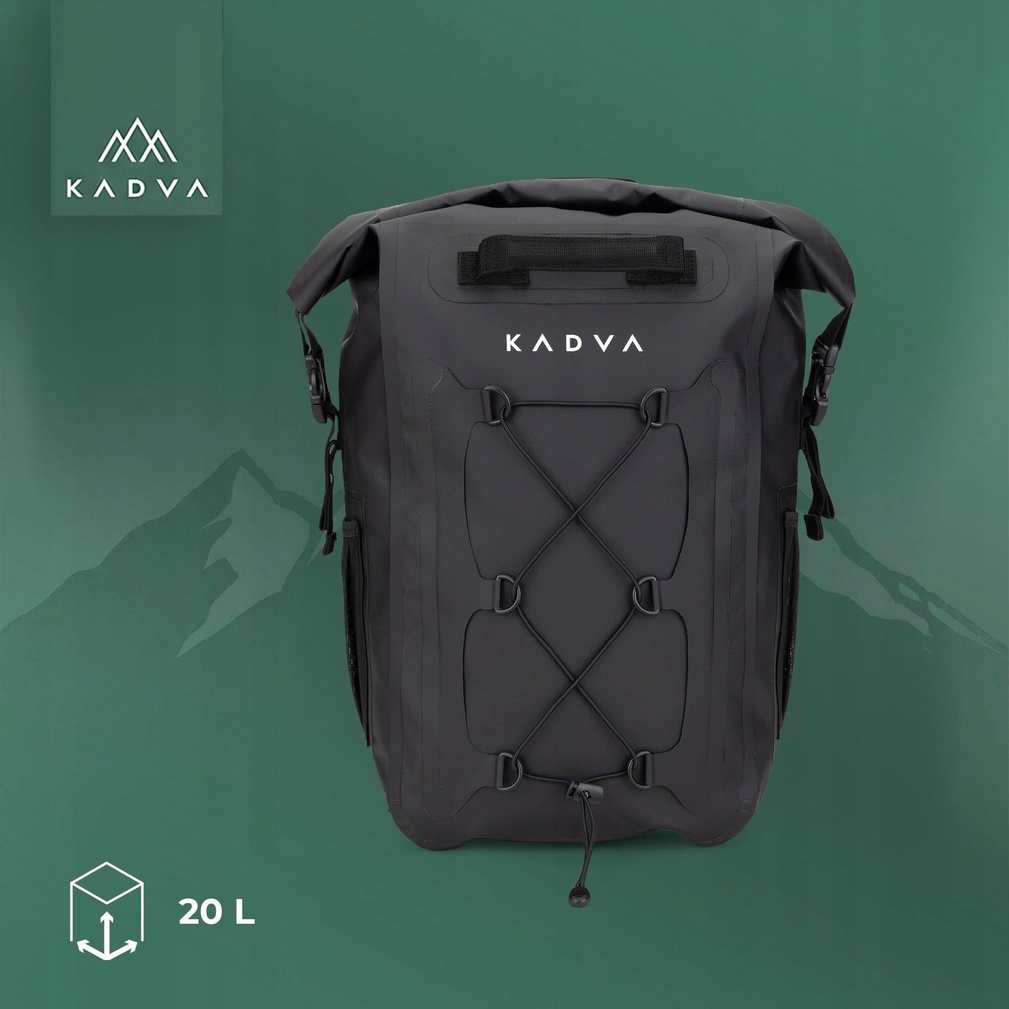 Waterproof backpack KADVA Fish 20 l black HIKING BY THE WATER Manufacturer code KDV-B6C011-BK