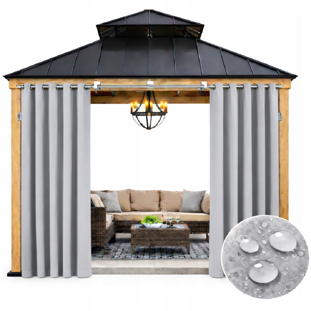 Waterproof curtains 155x220 on grommets terrace pergola light grey 1pc.