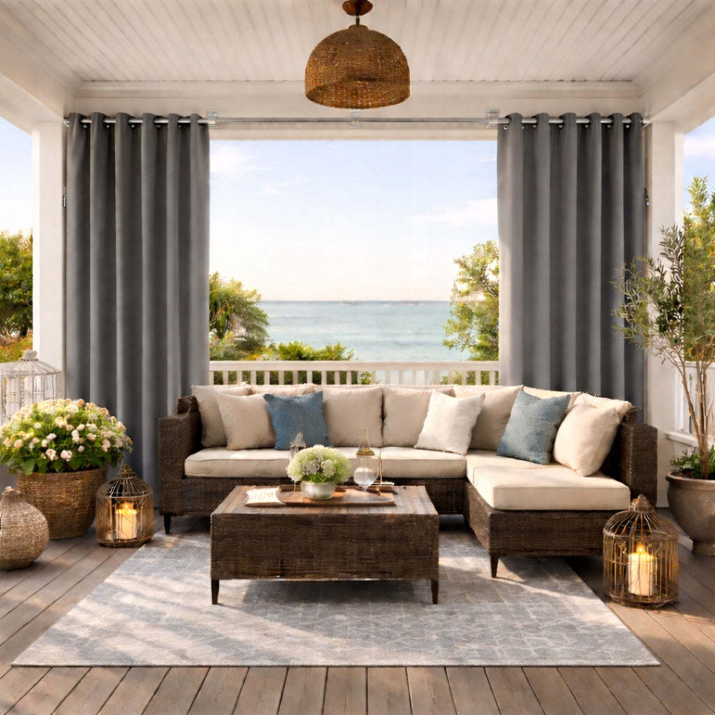 Waterproof garden curtain 155x200 on grommets dark grey 1 pc. Manufacturer code zasłona ogrodowa do altany do altany 200