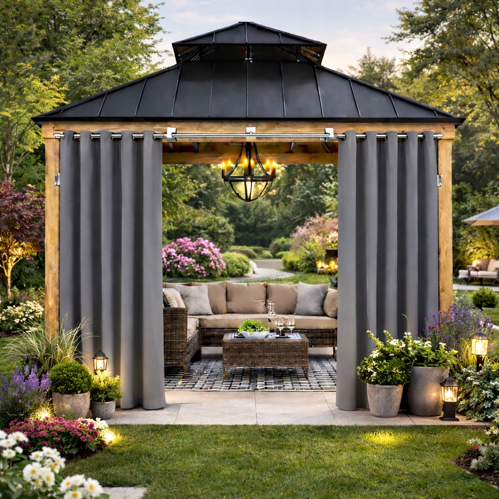 Waterproof garden curtain 155x200 on grommets dark grey 1 pc. Packaging status original