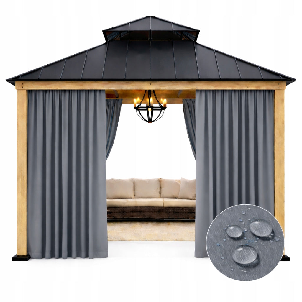 Waterproof garden curtain 155x260 on tape tunnel dark grey 1 pc.