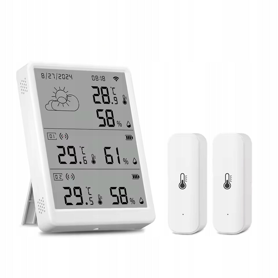 Weather Station + 2x Sensor Temperature and Humidity Sensor LCD WiFi Tuya Manufacturer code CQB-1U