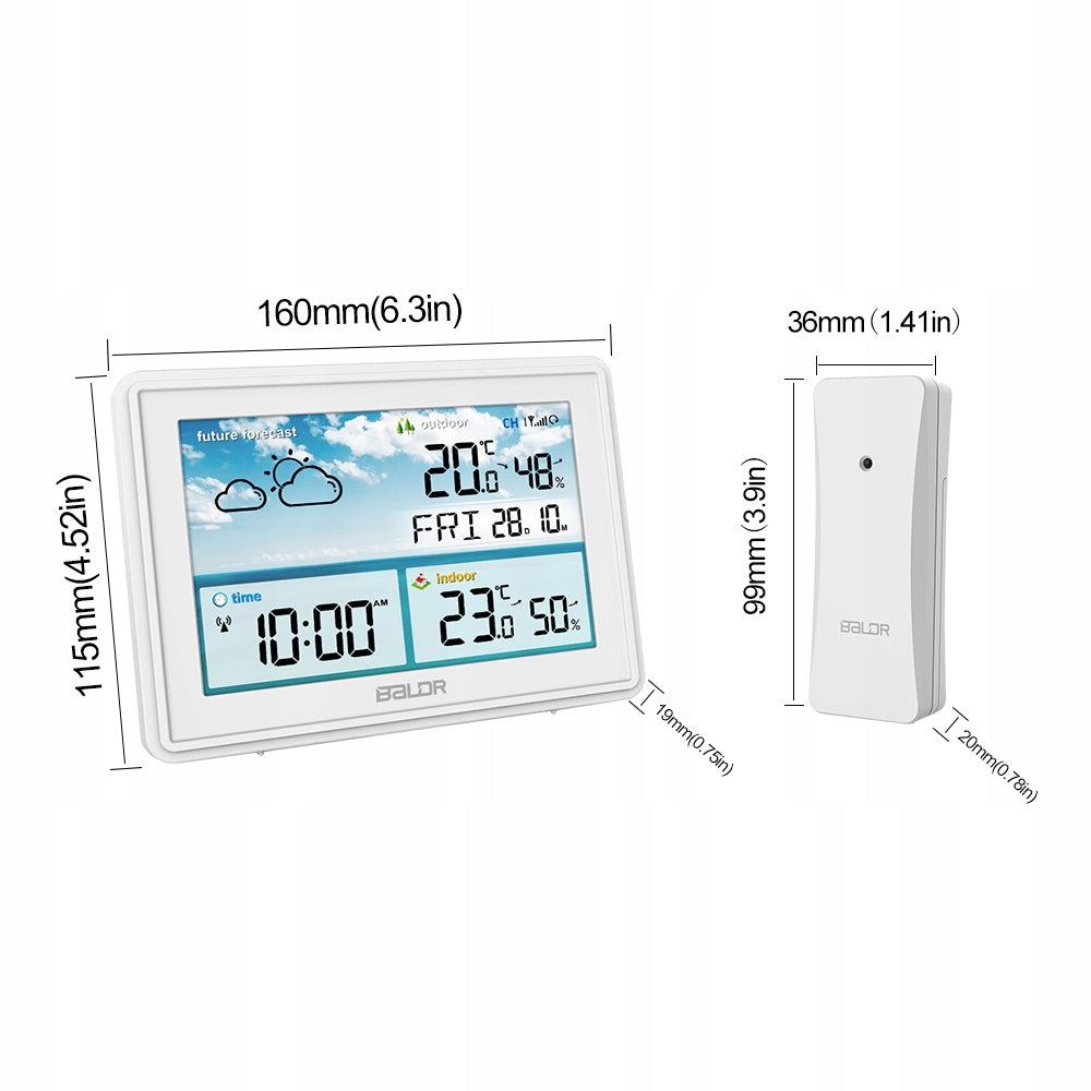 Weather Station BALDR B0359B Forecast Temperature Alerts Wireless Color white