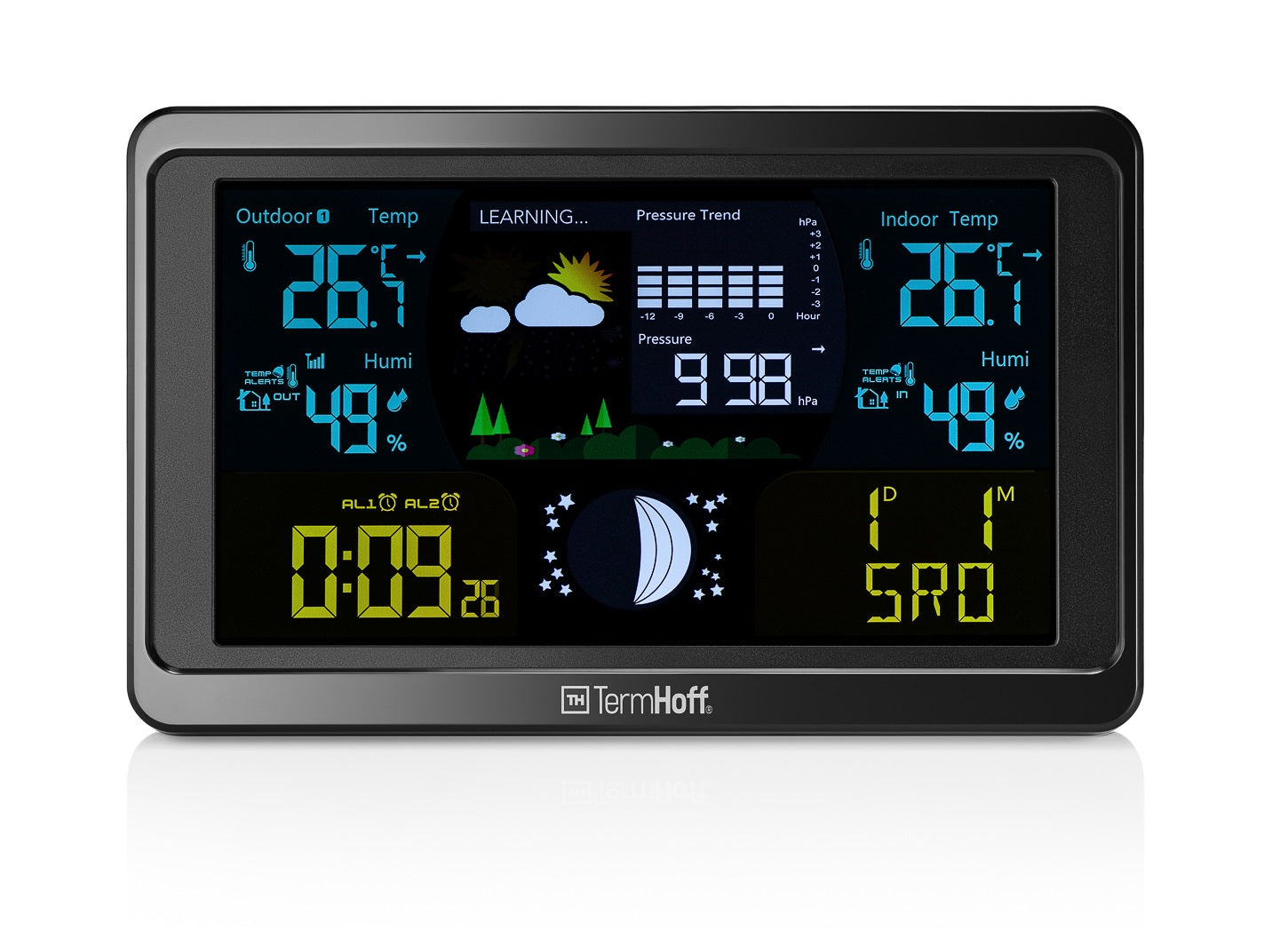 Weather Station Barometer Hygrometer Calendar DCF Sensor TermHoff TH-WS3 Brand TermHoff