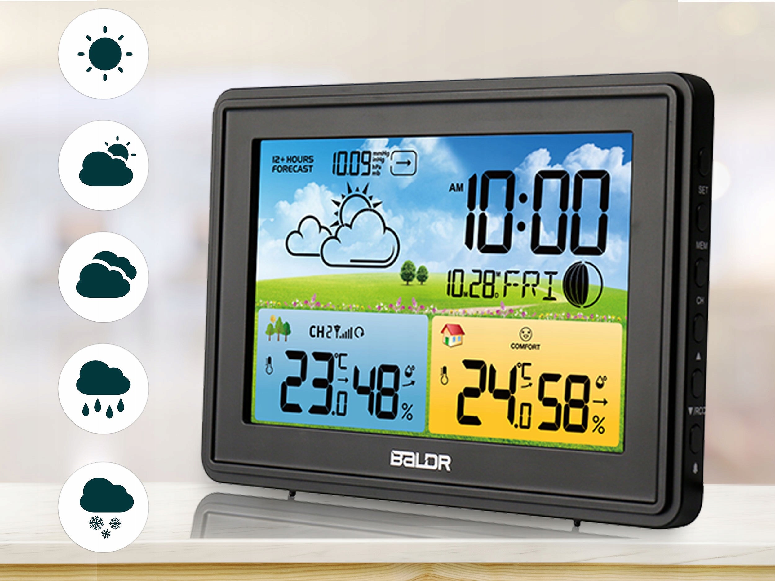 Weather Station Barometer Thermometer Hygrometer + Wireless Sensor Brand Baldr