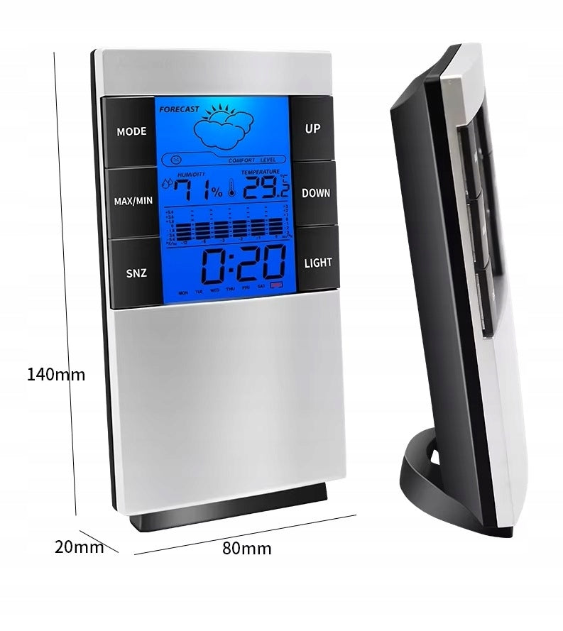 Weather Station Clock Thermometer Calendar Alarm Clock Backlight Manufacturer code Stacja pogody Zegar Termometr Kalendarz Budzi