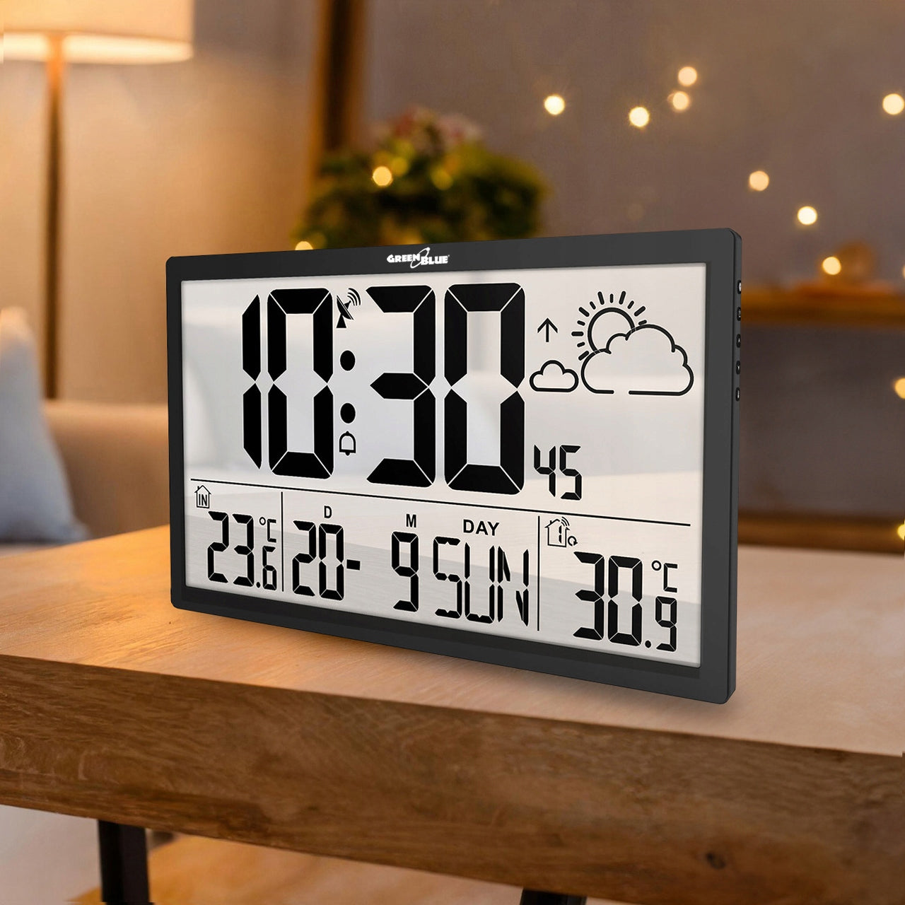 Weather Station Large Wall Clock LCD Thermometer Outdoor Sensor Manufacturer code Stacja pogody