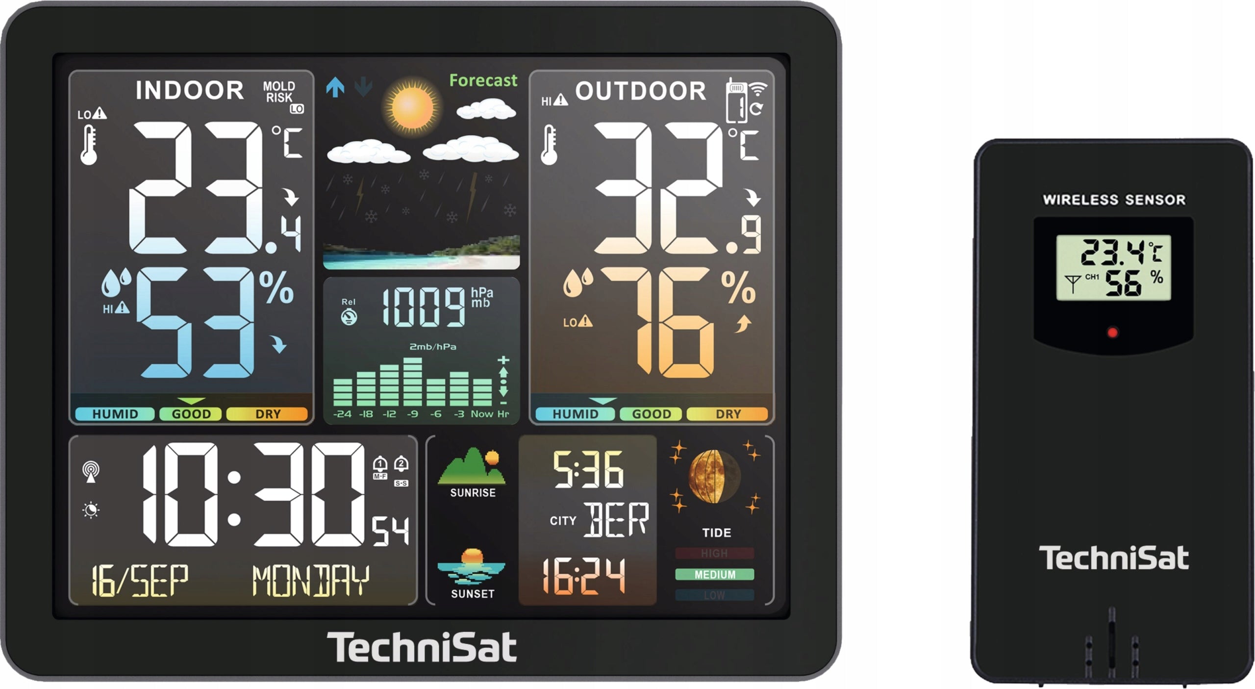 Weather Station Thermometer Humidity Temperature Outdoor Sensor Technisat