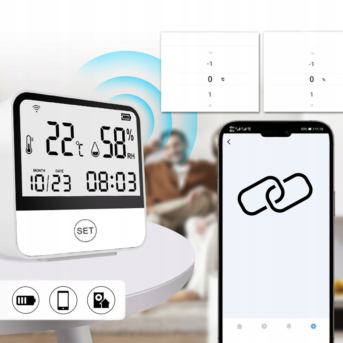 Weather Station WiFi Thermometer Hygrometer REMOTE ACCESS Clock Application TUYA Manufacturer code Zewnętrnzy czujnik