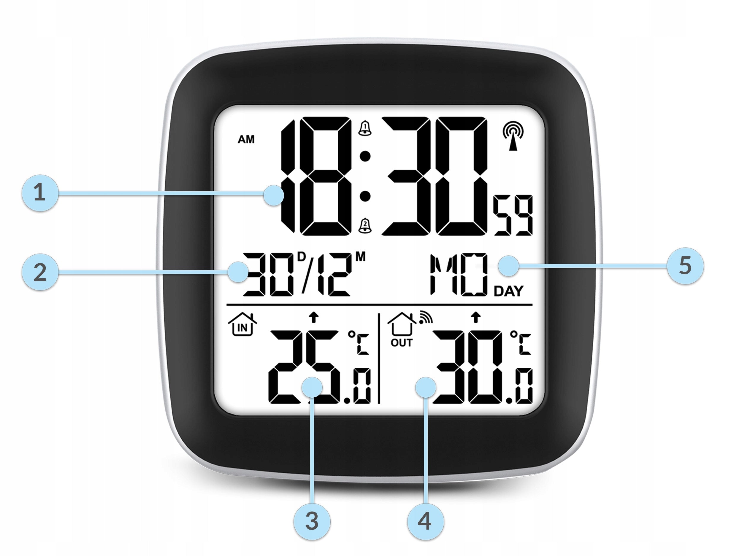 Weather Station Wireless Barometer Thermometer + External Sensor Batteries included no