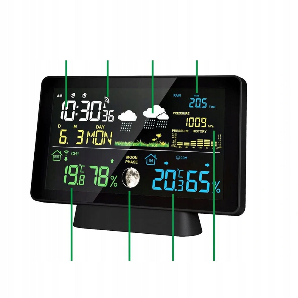 Weather Station Wireless LCD 7,5" Barometer HUMIDITY Rain Sensor Brand no brand