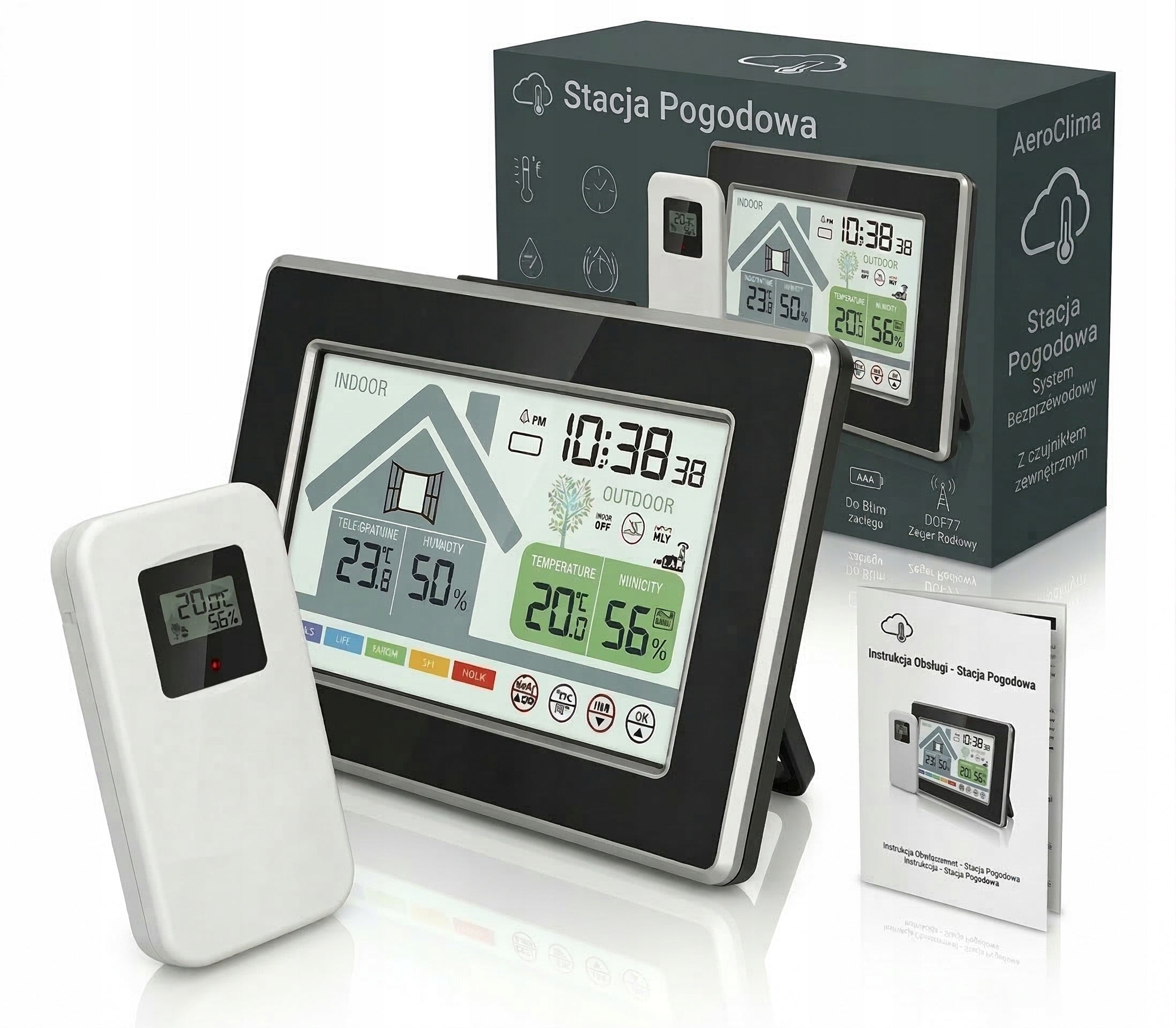 Weather Station Wireless Thermometer Hygrometer Meteo Clock LED + FREEBIE